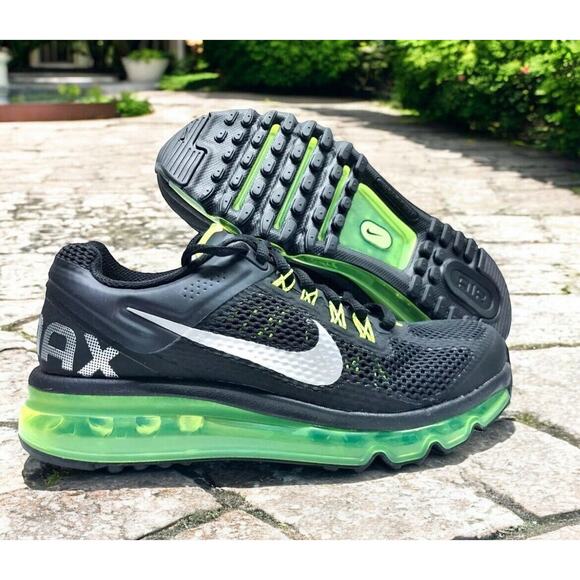 Nike Air Max 2013 Classic Black Volt Kids Size 7Y Shoes New In Box Fast Ship - Picture 3 of 9